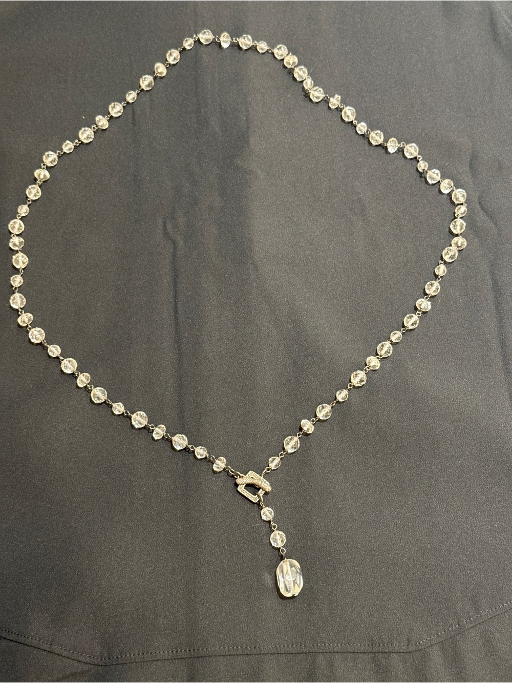 Silpada Clear Crystal Y-Drop Necklace - Silver Tone 19 Inch